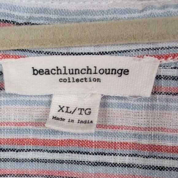 Beachlunchlounge Mixed Stripes Sleeveless Button-Up High Low Hem Top Size XL - Picture 2 of 9